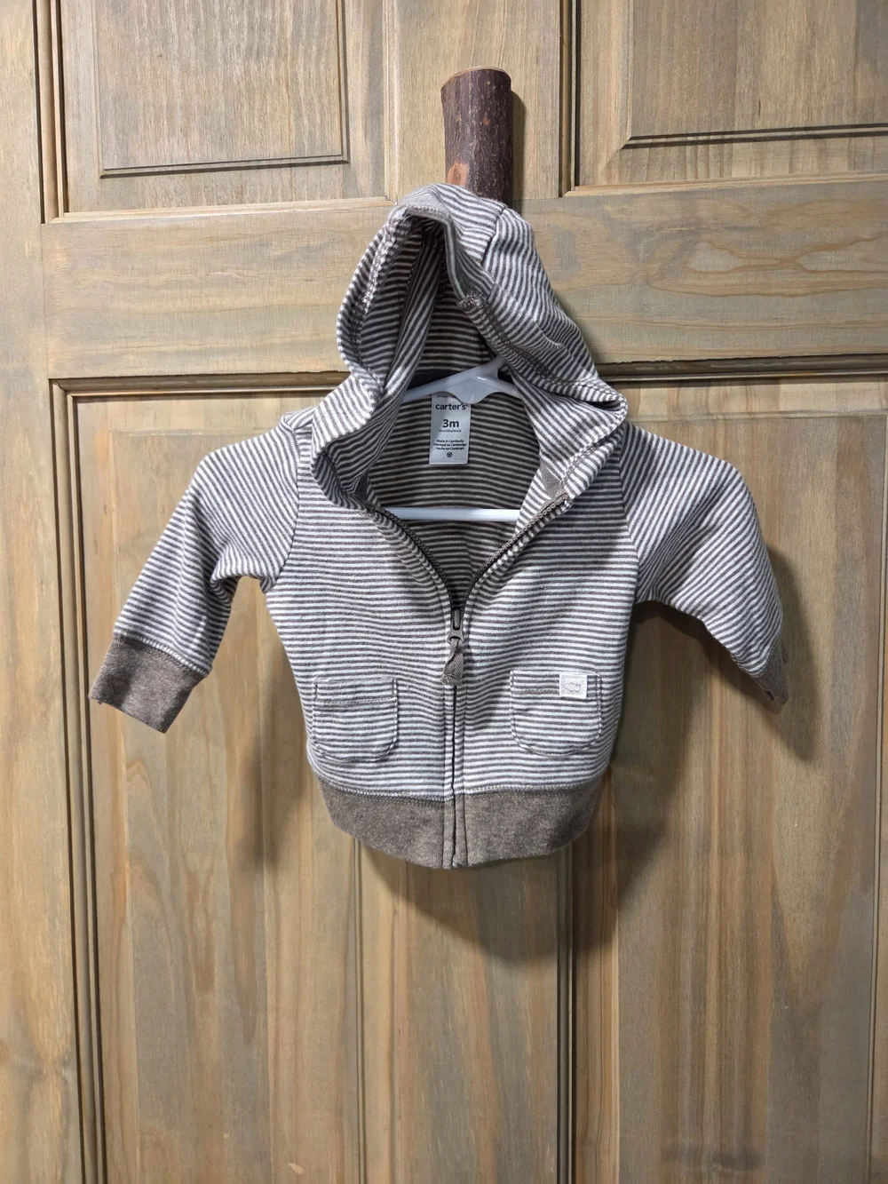 **BUNDLE & SAVE** Carter's Striped Hooded Zip-Up Sweatshirt - Brown & Cream